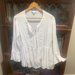 Counterparts White Blouse with Ruffle Sleeves